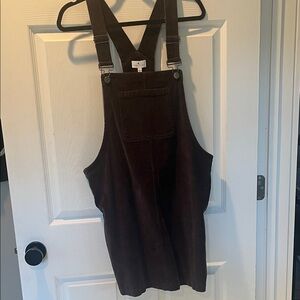 True Craft Dark Brown Corduroy Overall Dress